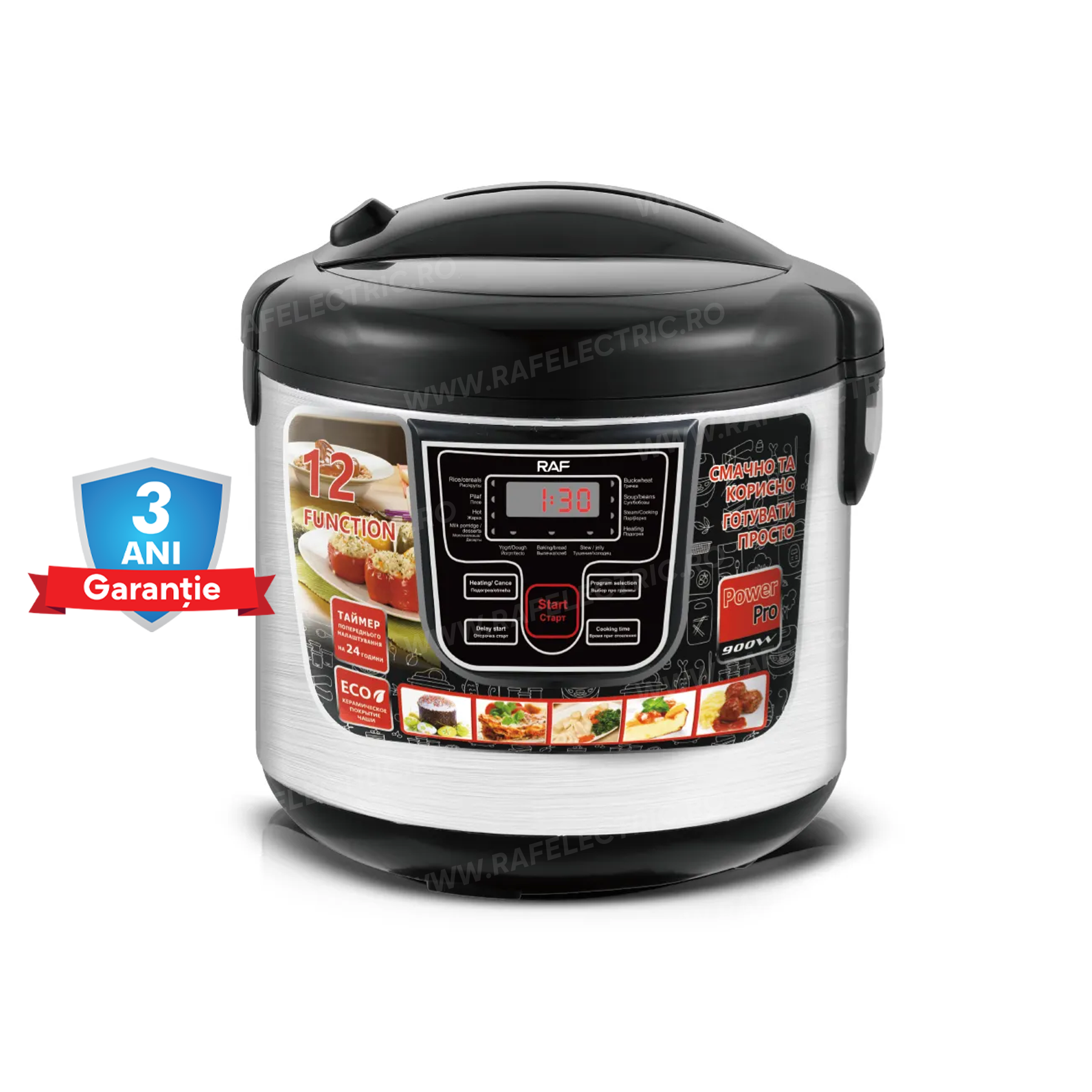 Electric Multicooker RAF 166B Multifunctional All-in-One, Capacitate 6L, 900W