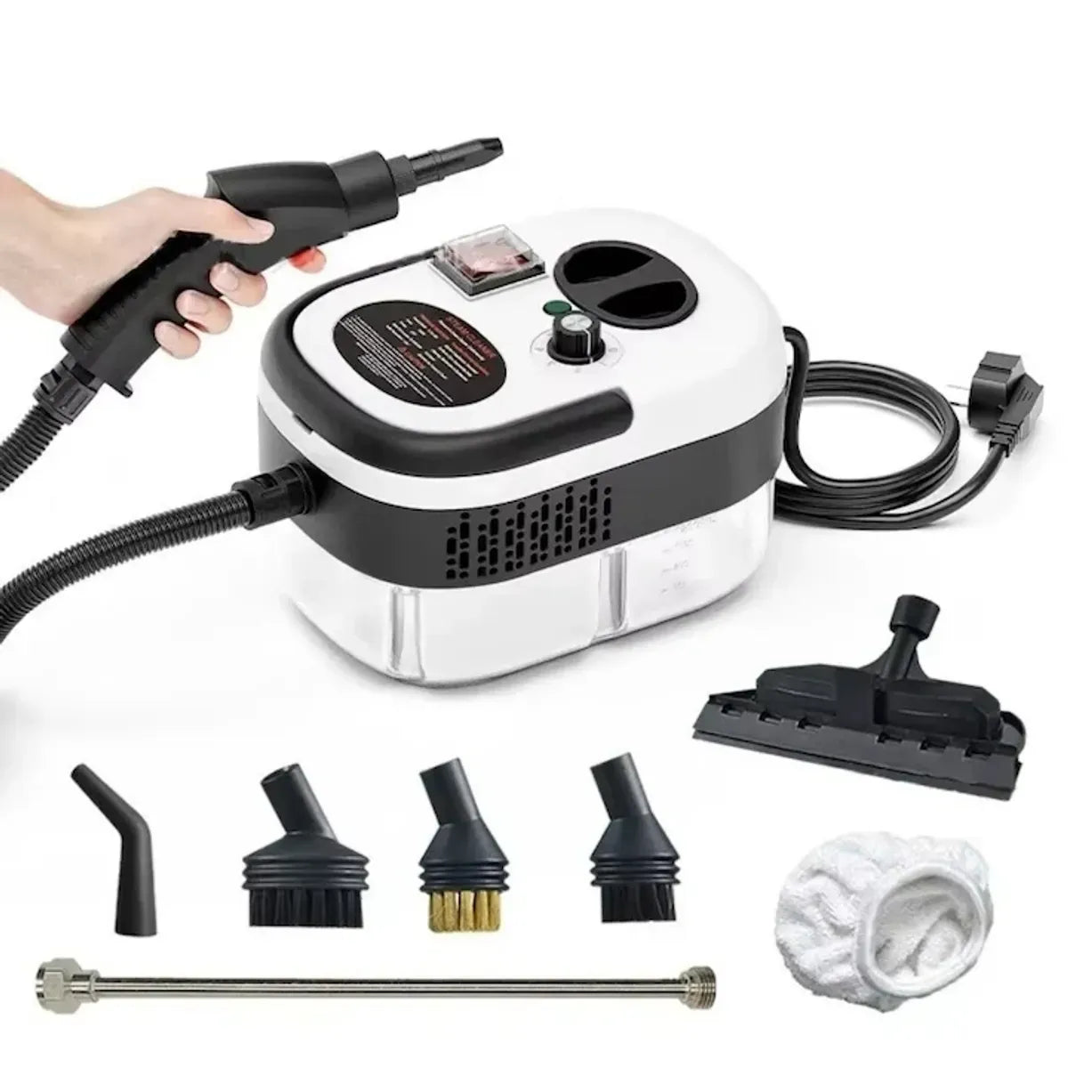 Aparat de curatat cu abur, 2500W, 220V, rezervor 1000 ml, incalzire 10S, alb