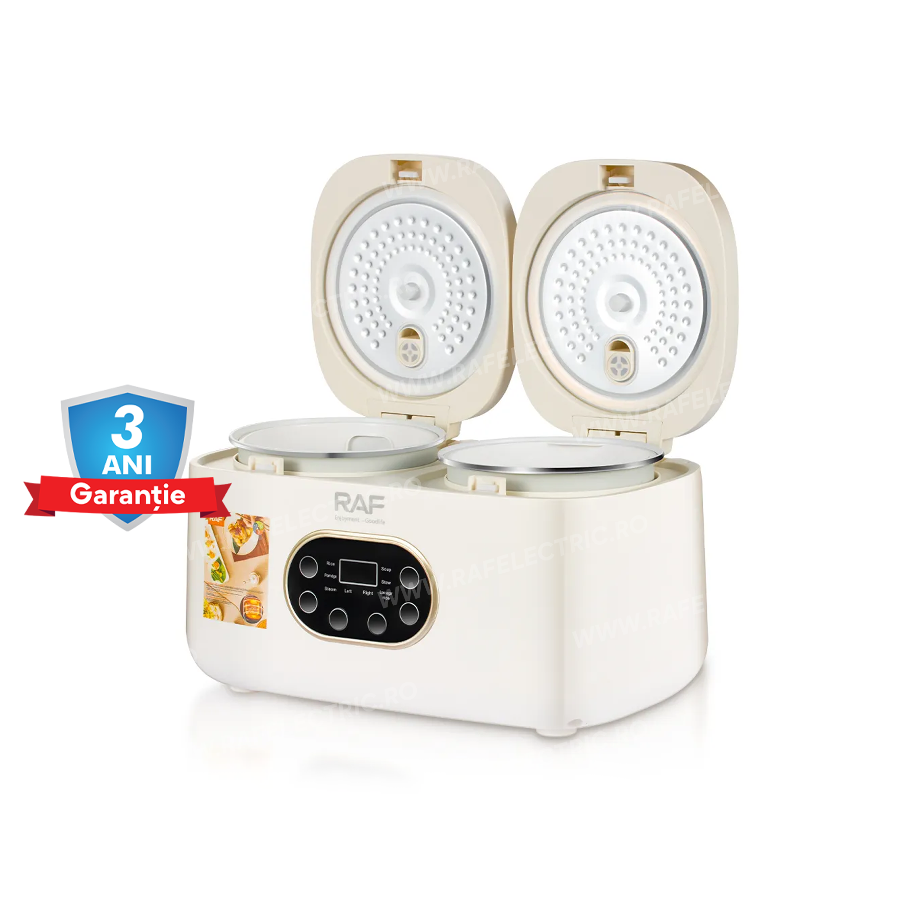 Multicooker Electric Multifuncțional RAF 5419 cu Dublu Recipient, Capacitate 2L, 800W