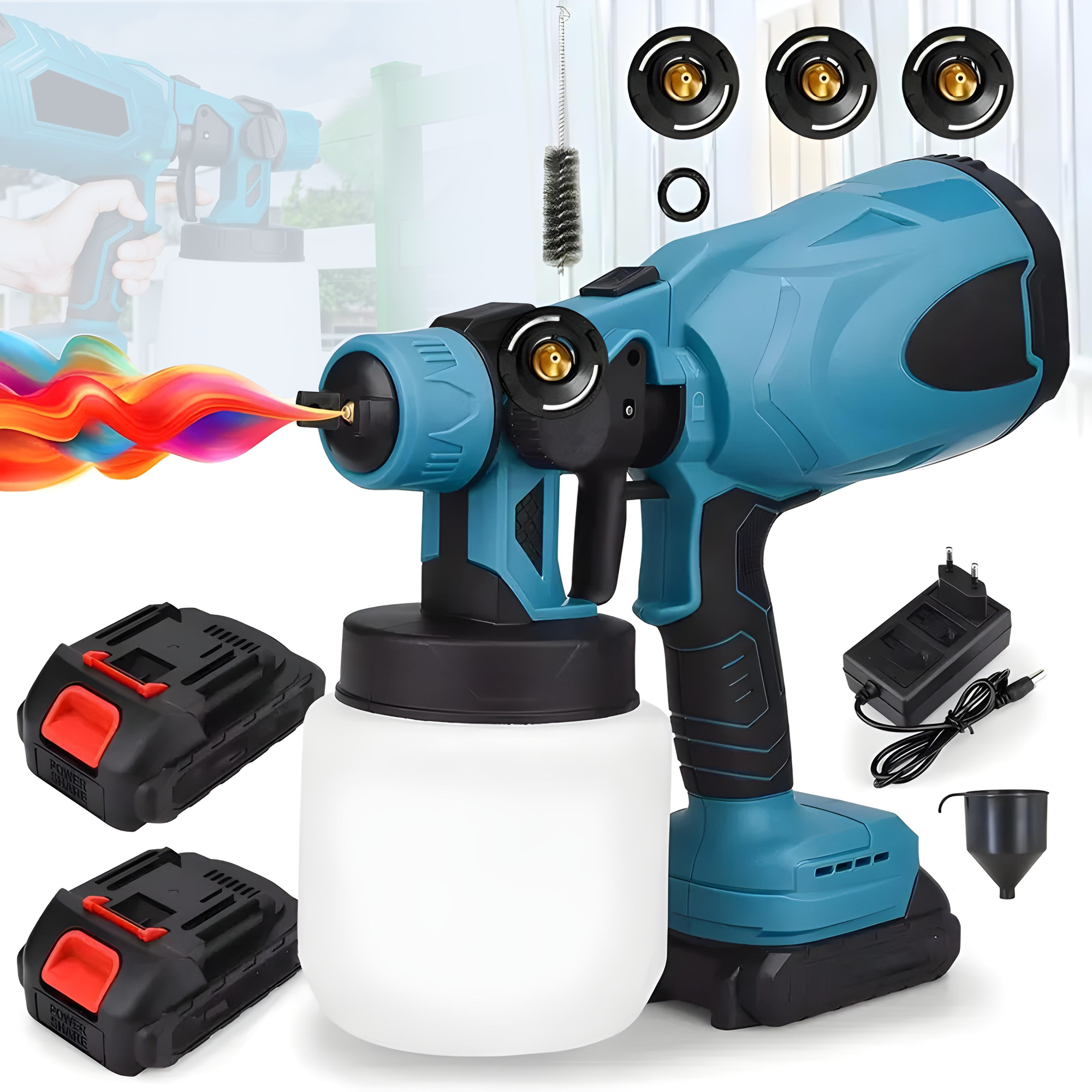 Aparat Profesional de Vopsit Electric cu 2 Acumulatori 36V, Rezervor 800ml, Rapid & Fara Fir