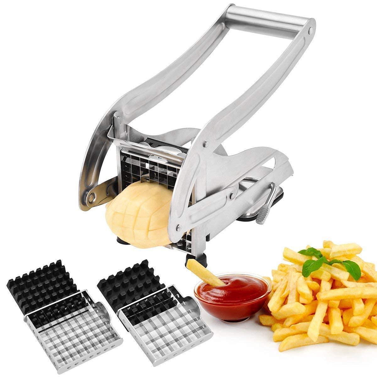 Aparat pentru Taiat Cartofi Pai si Legume, din Inox, cu 1 Forma de Taiere, Potato Chopper