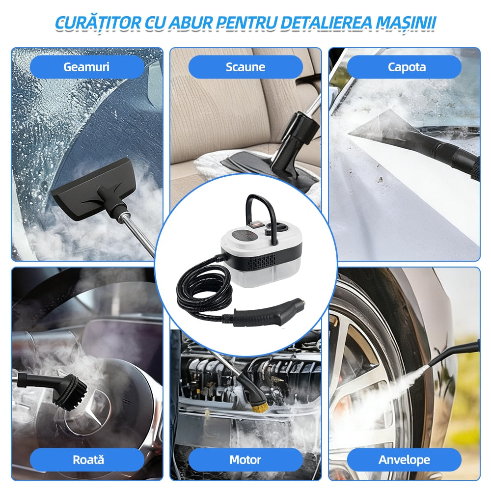 Aparat de curatat cu abur, 2500W, 220V, rezervor 1000 ml, incalzire 10S, alb