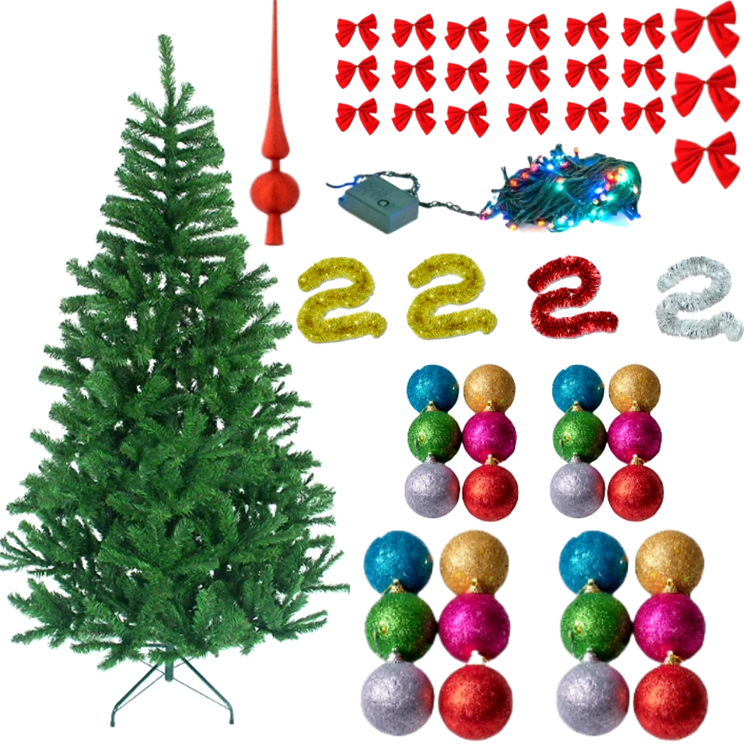 Brad de Crăciun Artificial 180 cm + Set Complet de Accesorii