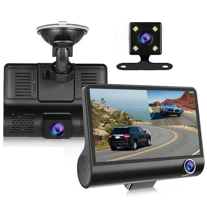 Camera Auto 3 în 1 (Față/Spate/Interior) - 4 Inch, Full HD 1080p, Senzor de Mișcare, Înregistrare High Definition