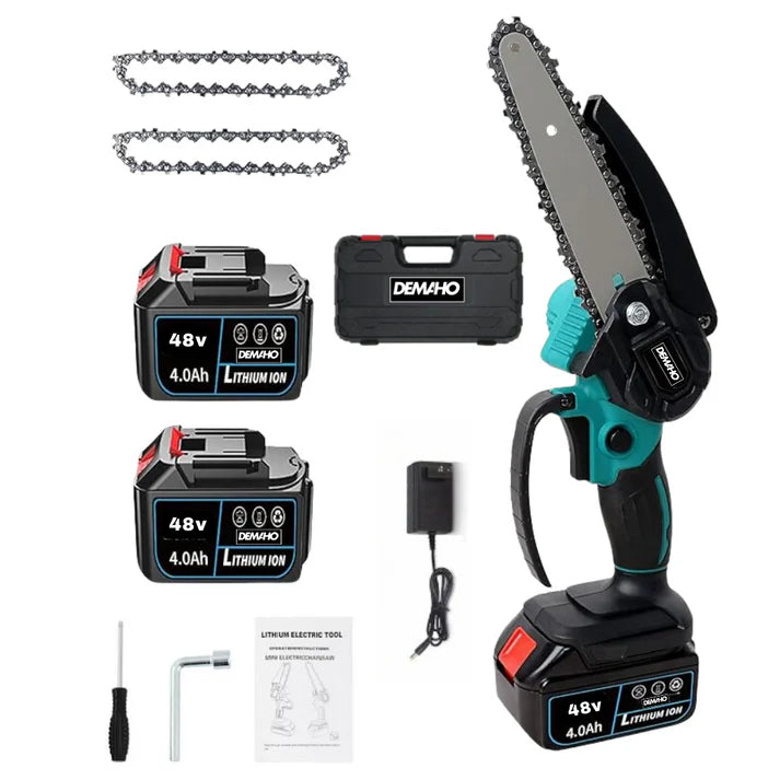 Drujba Fierastrau cu 2 Acumulator 48v, lama 6 inch/15 cm, 2 lanturi, fara fir, portabil