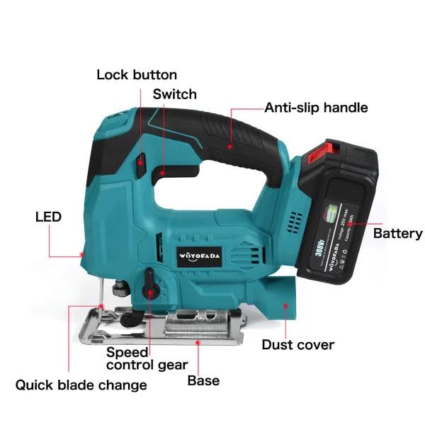 Ferăstrău Pendular Profesional GERMAN MEISTER | 2 Acumulatori 128V 6Ah | Tăiere Lemn până la 80mm | Precizie & Putere Maximă