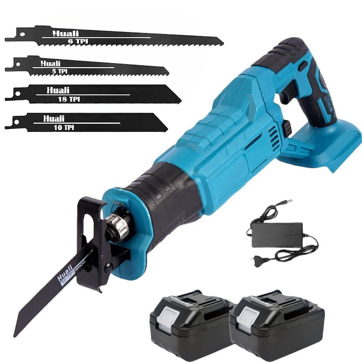 Fierăstrău Sabie WERSTIL 3000 RPM | 2 Acumulatori 48V 5000mAh | Mandrină Autoblocantă | 4 Panze Incluse | Valiză Transport | Albastru