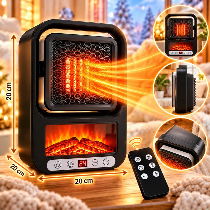 Mini Aeroterma Electrica 600 W cu Telecomanda, Tip Semineu, Rotire 360°, Termostat Reglabil