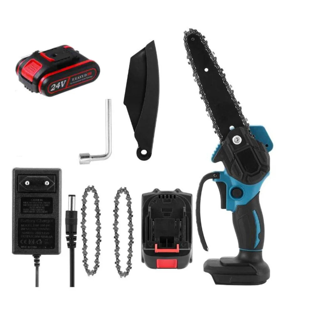 Mini Fierastrau Electric Fara Fir, cu Lant 6 inch si 2 Acumulatori 2000mah, 48 V
