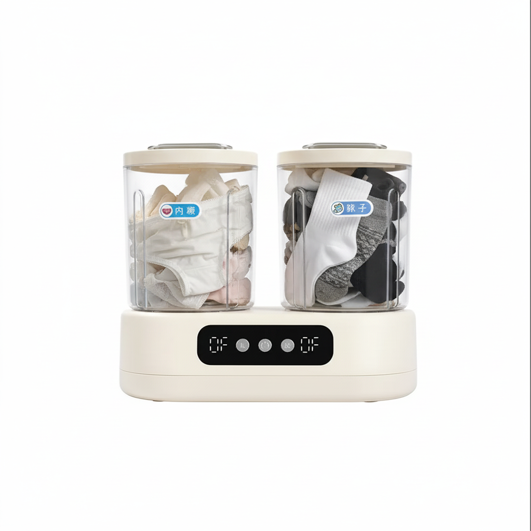Mini mașină de spălat 3L cu 2 cuve independente, control digital, portabilă – ideală pentru haine delicate