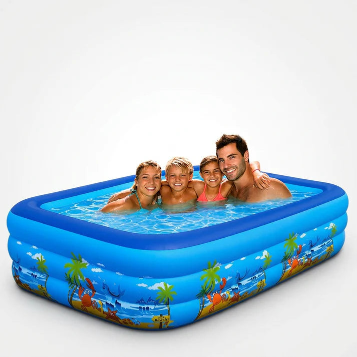 Piscina Gonflabila Pentru Copii 210 x 130 x 56 cm 3 Inele Gonflabile