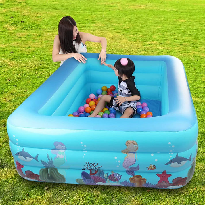 Piscina Gonflabila Pentru Copii 210 x 130 x 56 cm 3 Inele Gonflabile