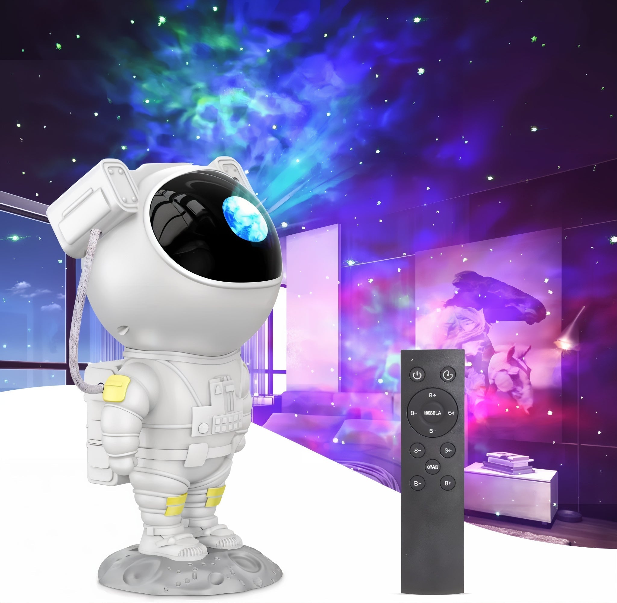 Proiector Astronaut cu Efect de Stele, Material ABS/PVC, Alimentare USB