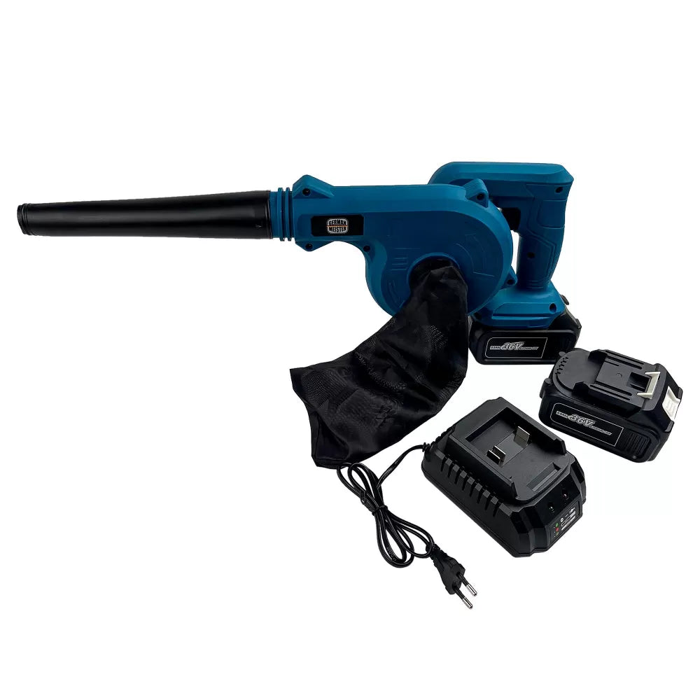 Suflantă-Aspirator Profesional German Meister 36V, cu 2 Acumulatori 5Ah | Puternică, Versatilă, Fără Cablu