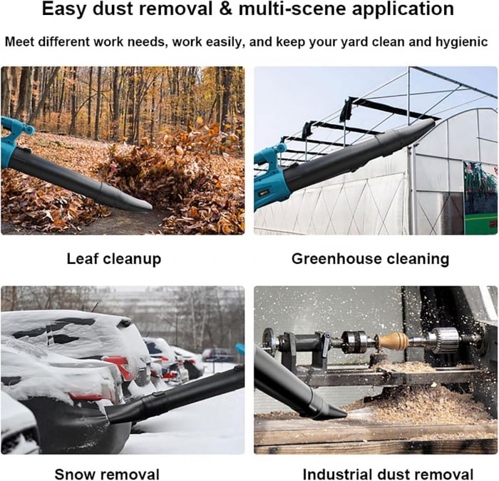 Suflantă Frunze 48V High-Tech - 200 km/h, 780 m³/h, 6 Trepte | 2 Acumulatori Incluși | Ideal Grădină & Construcții