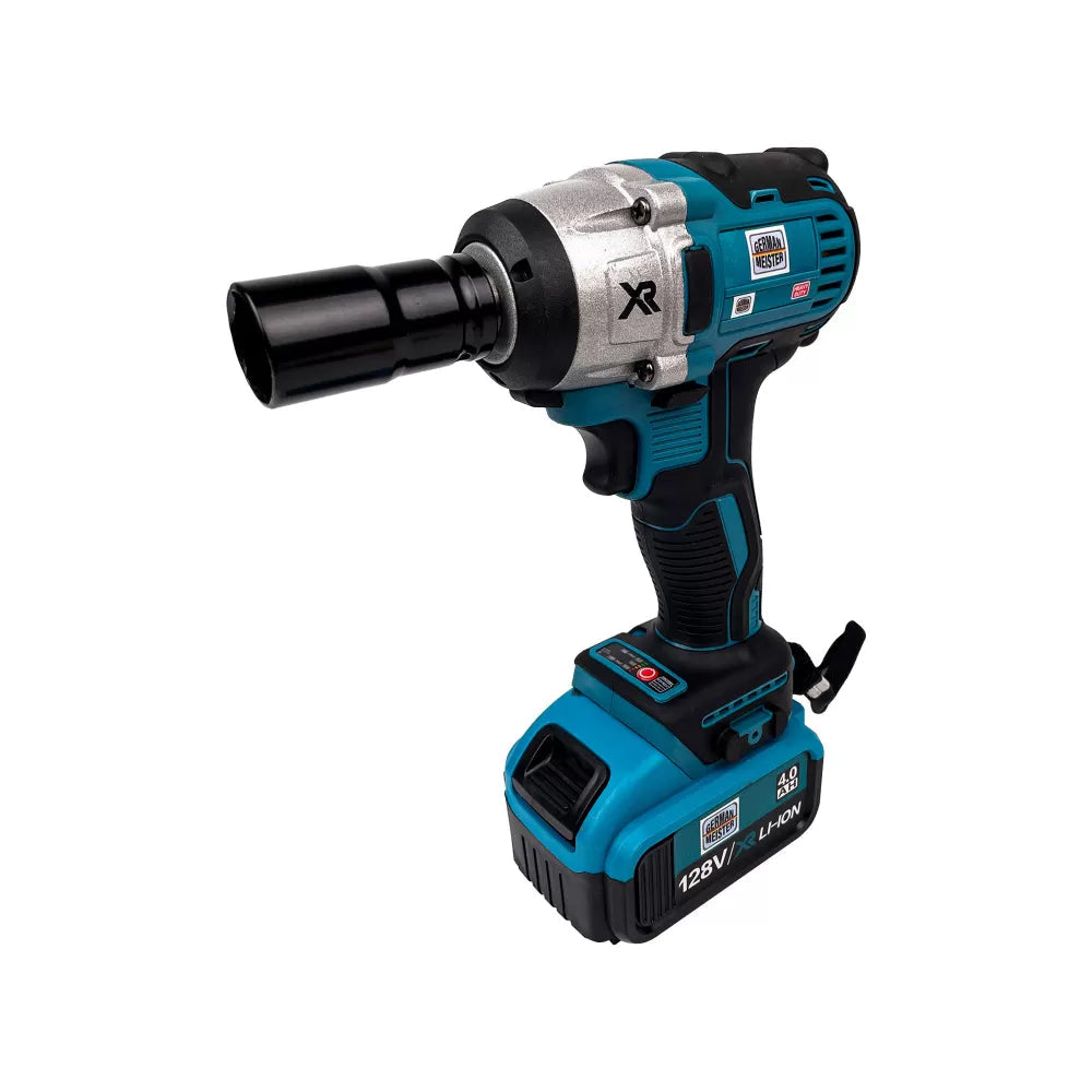 Trusă Profesională German Meister: Mașină de Impact + Autofiletantă 128V, 2 Acumulatori 4Ah | Putere Extremă, Fără Cablu