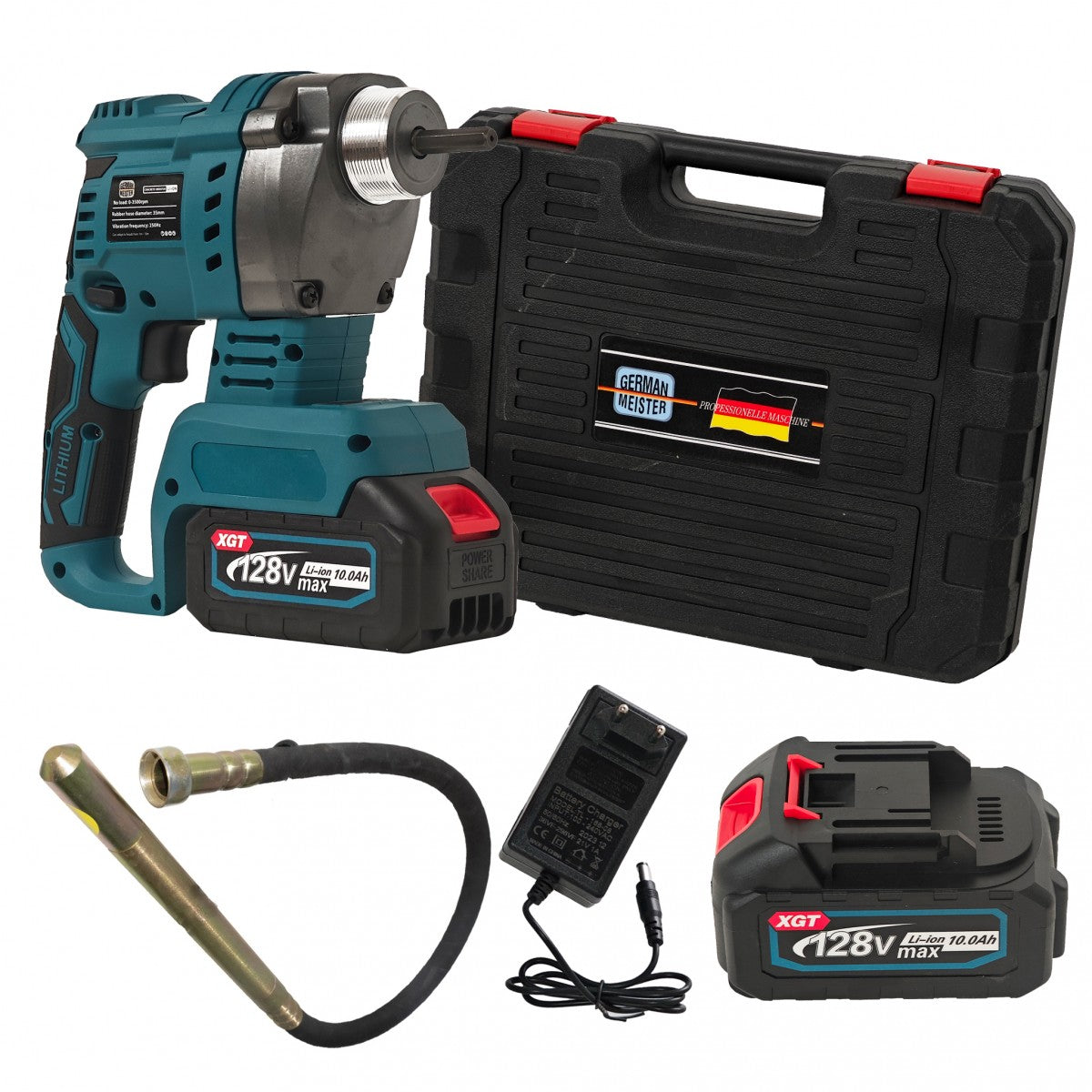 Vibrator pentru beton German Meister. cu 2 Acumulatori 128V, 10Ah