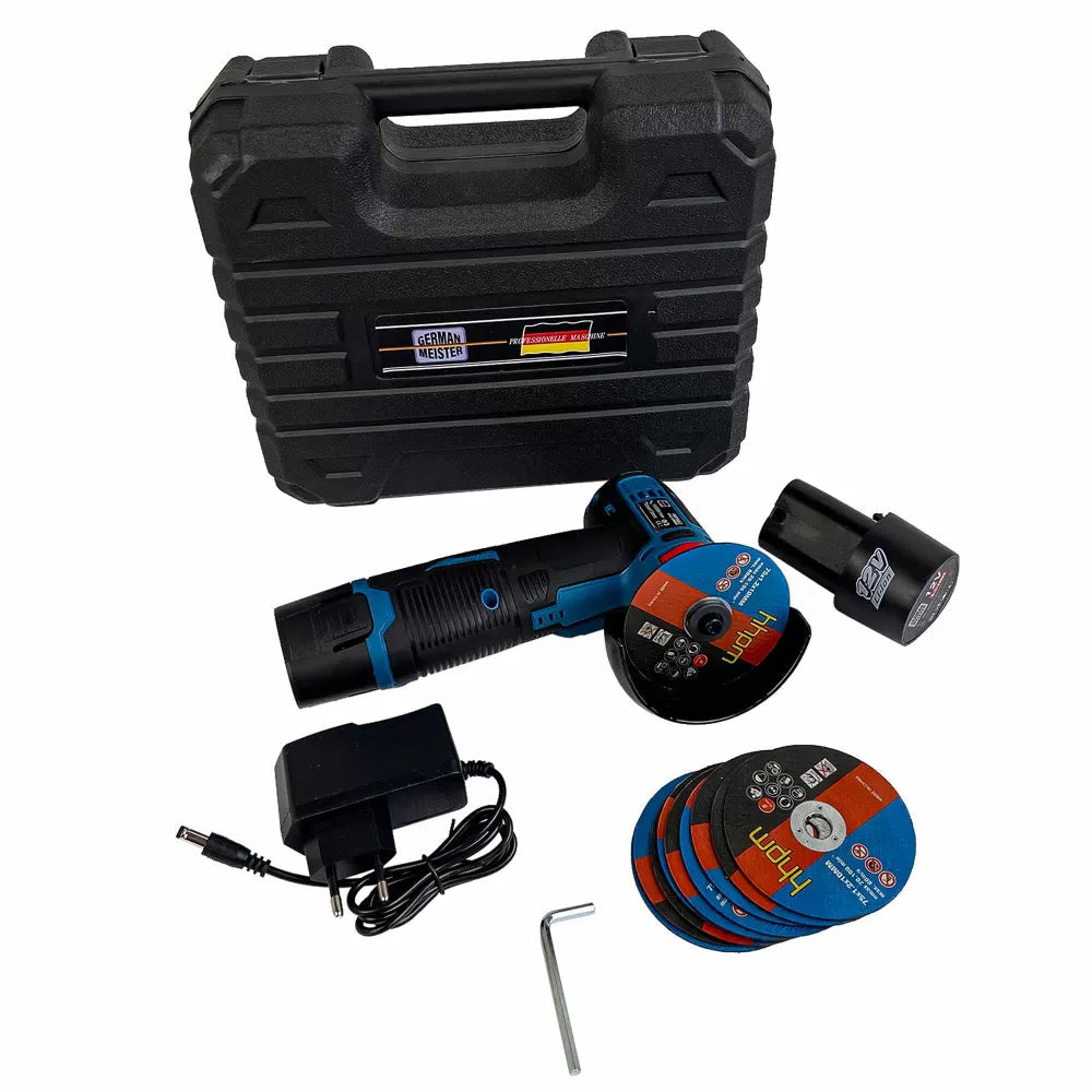 Mini Polizor German Meister – 2 Baterii 12V & 10 Pânze de Rezervă | Compact & Versatil