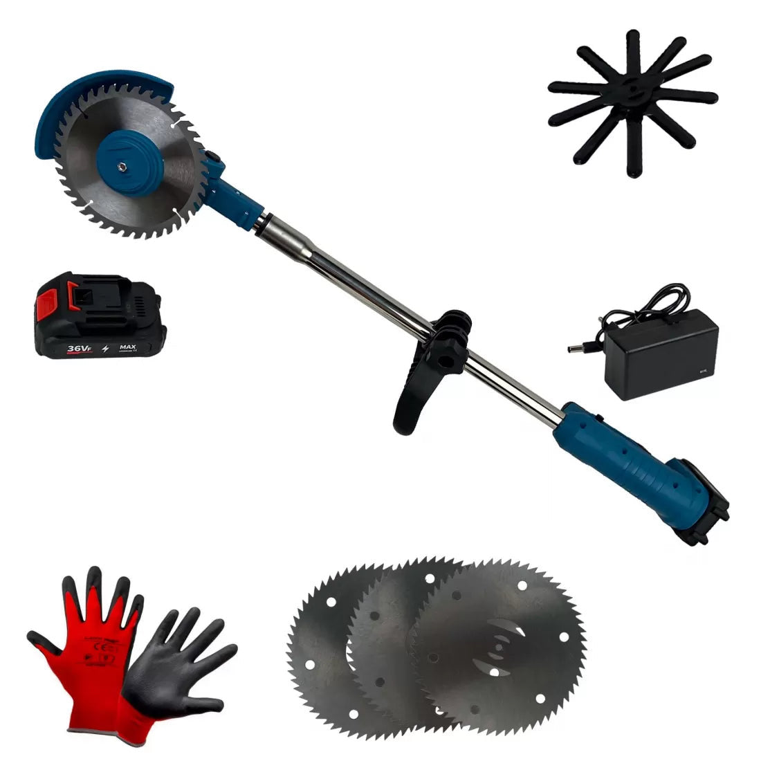 Motocoasă Electrică German Meister 36V - 2 Acumulatori, 3 Discuri 150mm, 20.000 RPM | Tăiere Rapidă & Fără Zgomot