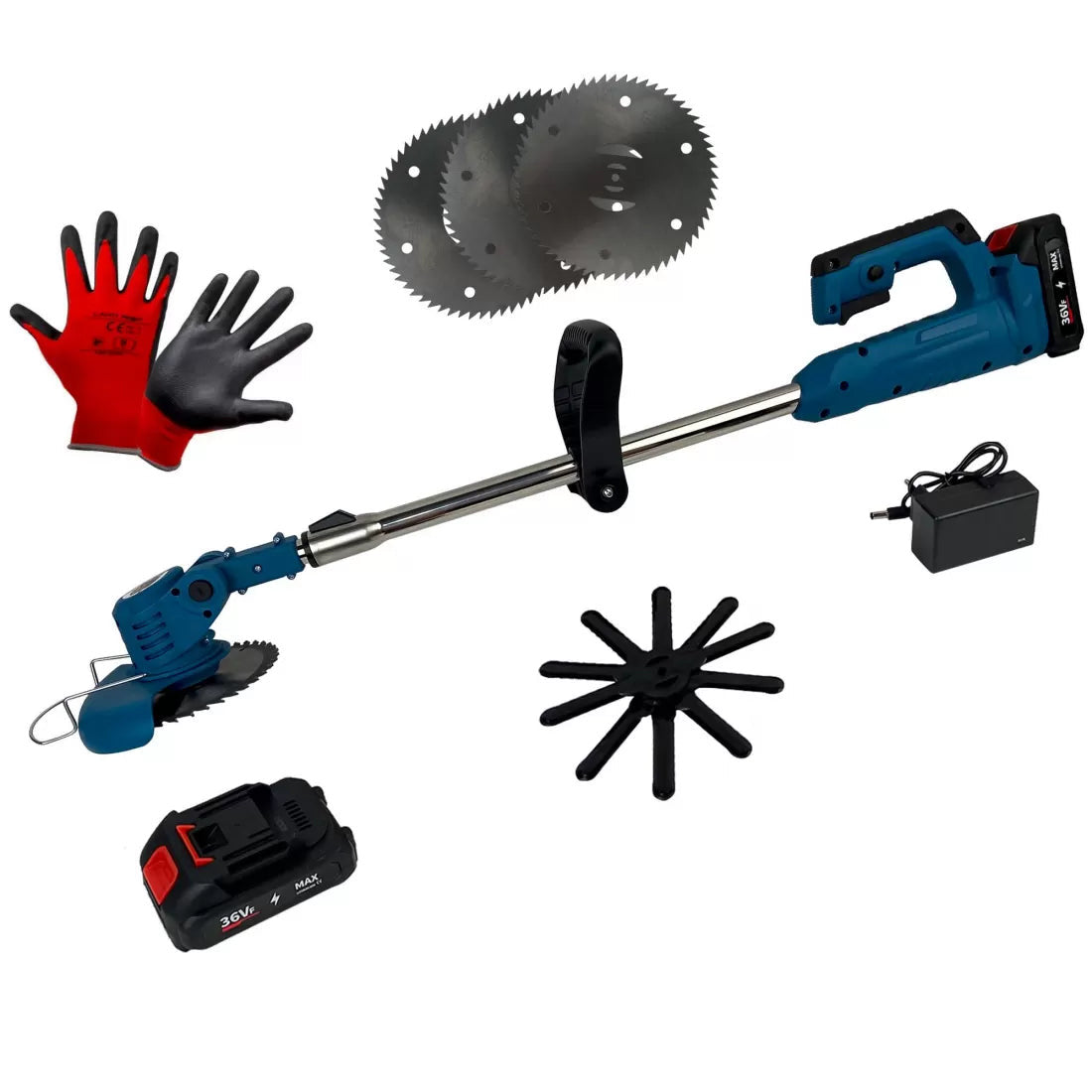 Motocoasă Electrică German Meister 36V - 2 Acumulatori, 3 Discuri 150mm, 20.000 RPM | Tăiere Rapidă & Fără Zgomot