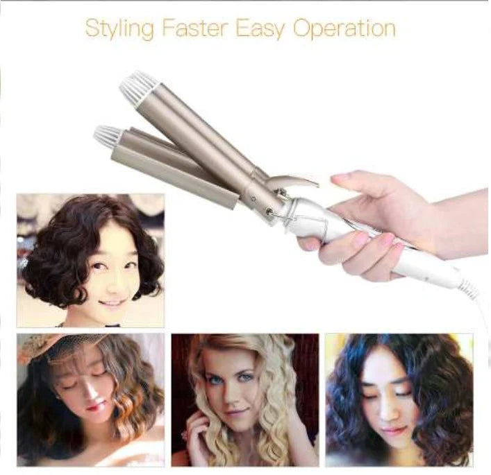 Ondulator de Par Profesional cu 3 Tuburi 25 mm, Temperatură Reglabilă 170-220°C