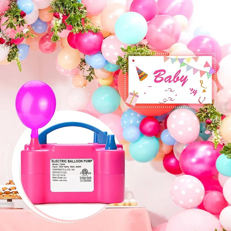 Pompa Profesionala pentru Baloane 600W - Rapida & Eficienta, 220V, Roz/Alb