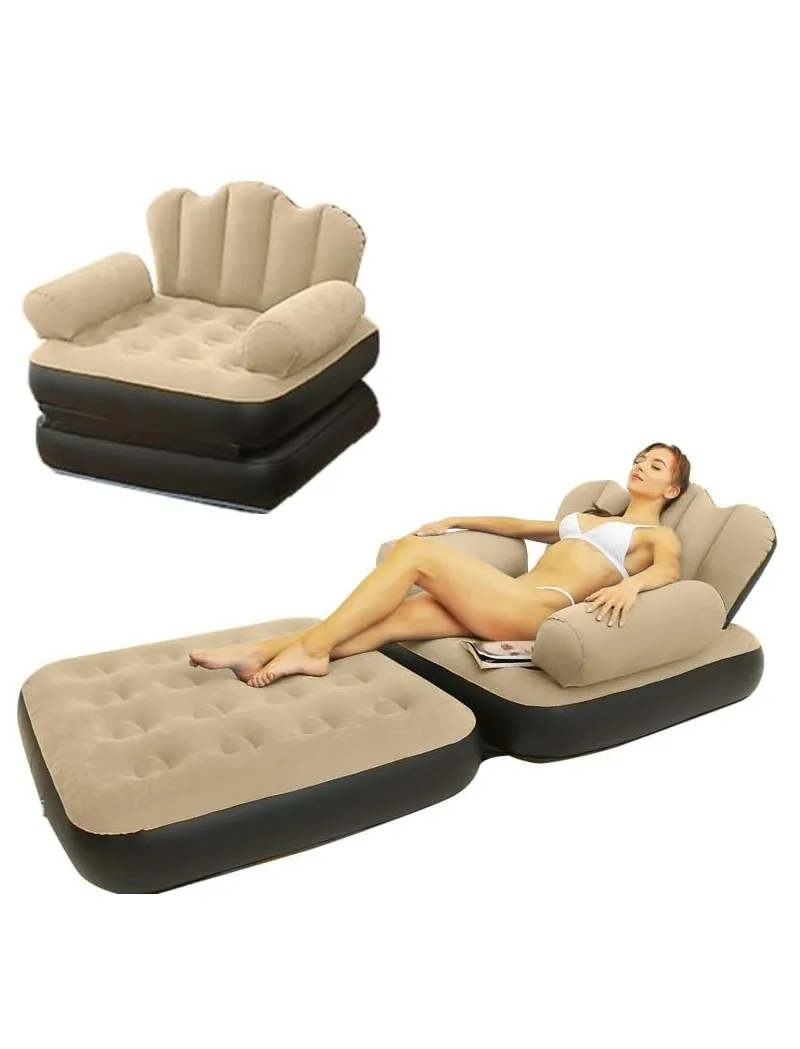 Fotoliu/Sezlong Gonflabil 2 in 1 - 100x88x90 cm - Portabil, Rezistent, pentru Plaja, Piscina, Camping,casa