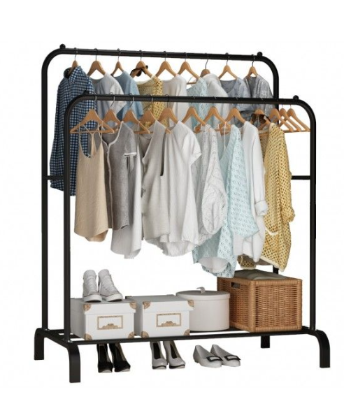 Suport Metalic Dublu pentru Umerașe de Haine – Rezistența Superioara