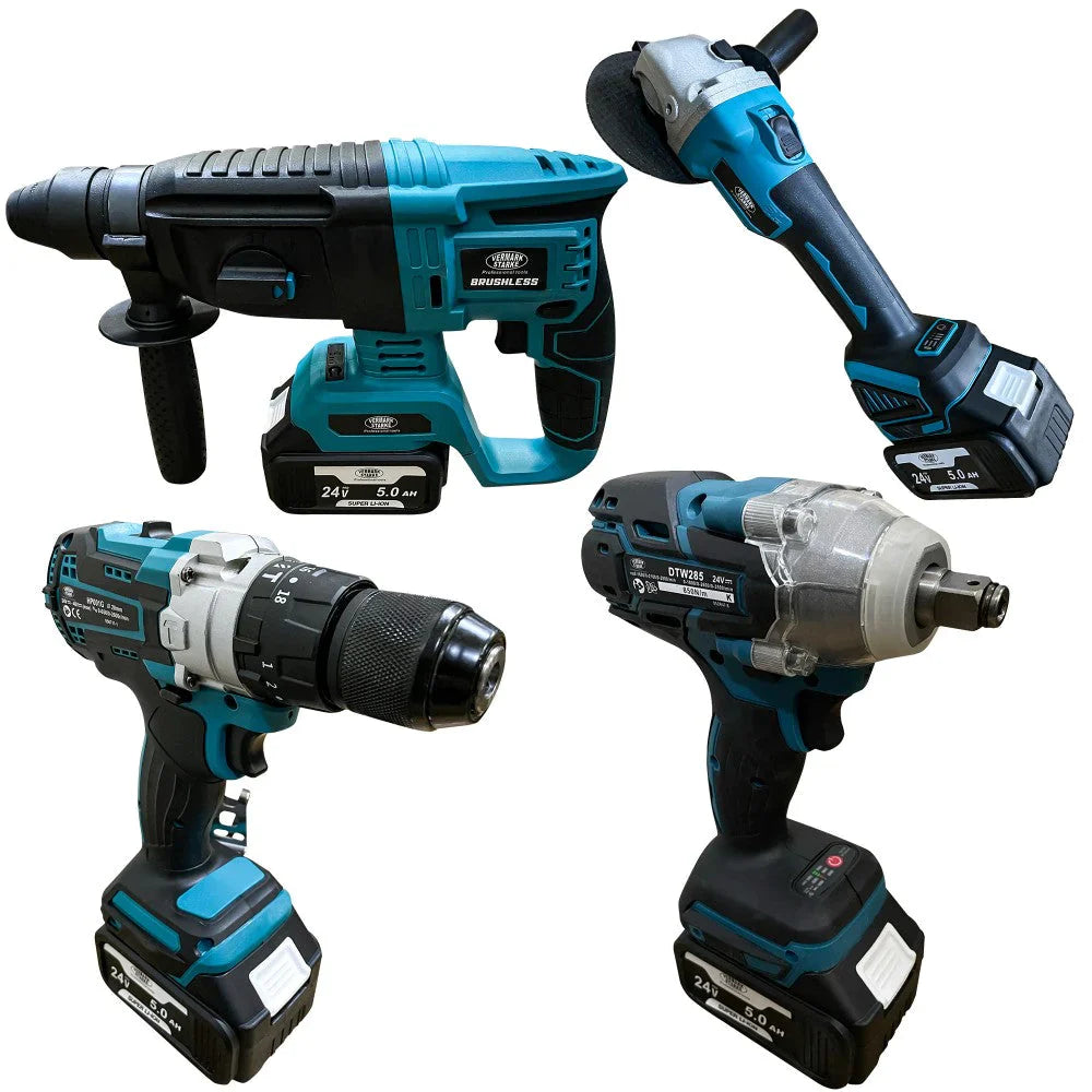 Trusa 4 Piese cu Acumulator, Autofiletanta, Rotopercutor, Polizor Unghiular, Bormasina Impact, 20V, 4Ah