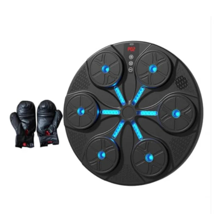 Aparat de antrenament pentru box, cu muzica, LED-uri și funcții dinamice, Manusi incluse, montare pe perete