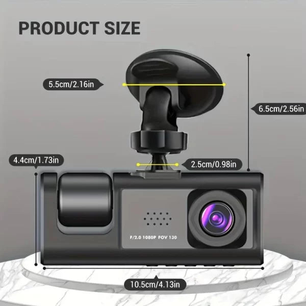 Camera auto tripla FullHD, 3 camere-fata/spate/interior, ecran 2, G Senzor