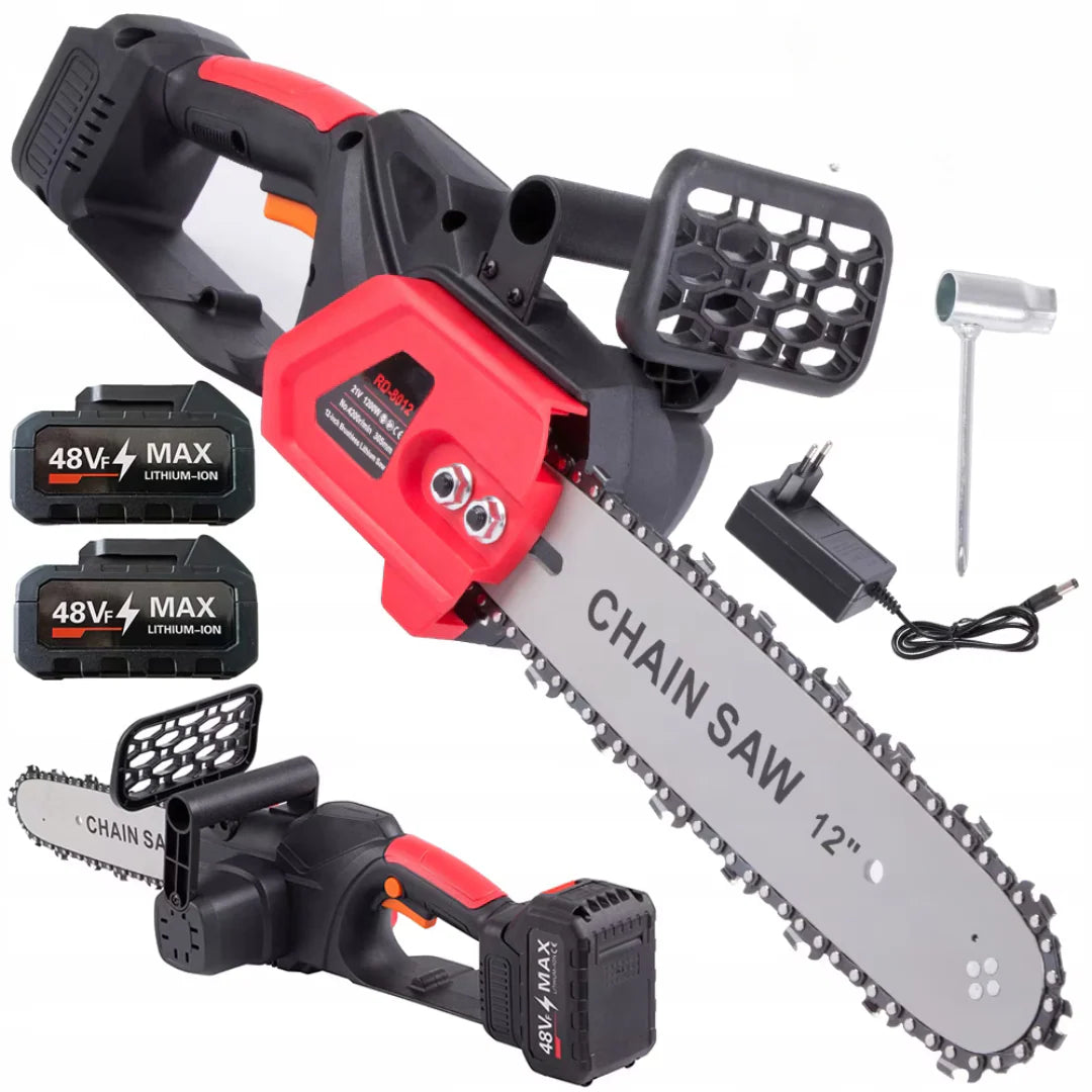 Drujba electrica cu lant 12 inch, cu 2 Acumulatori, 48V, Lithium, 4800rpm, 305mm