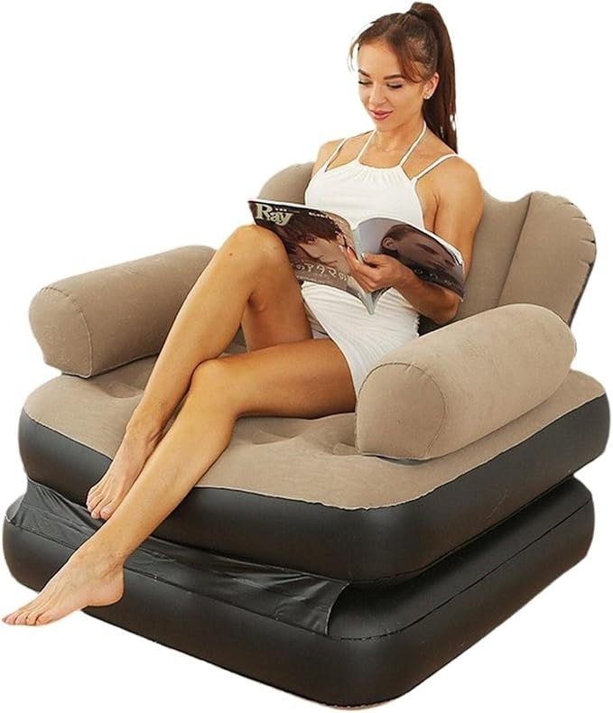 Fotoliu/Sezlong Gonflabil 2 in 1 - 100x88x90 cm - Portabil, Rezistent, pentru Plaja, Piscina, Camping,casa