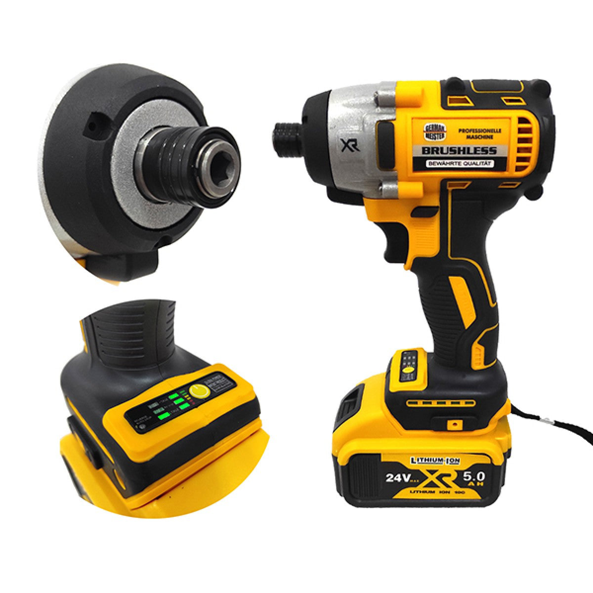 Masina de impact si insurubat German Meister, Cap Rotund, 24 V , 5 Ah , Prindere bit