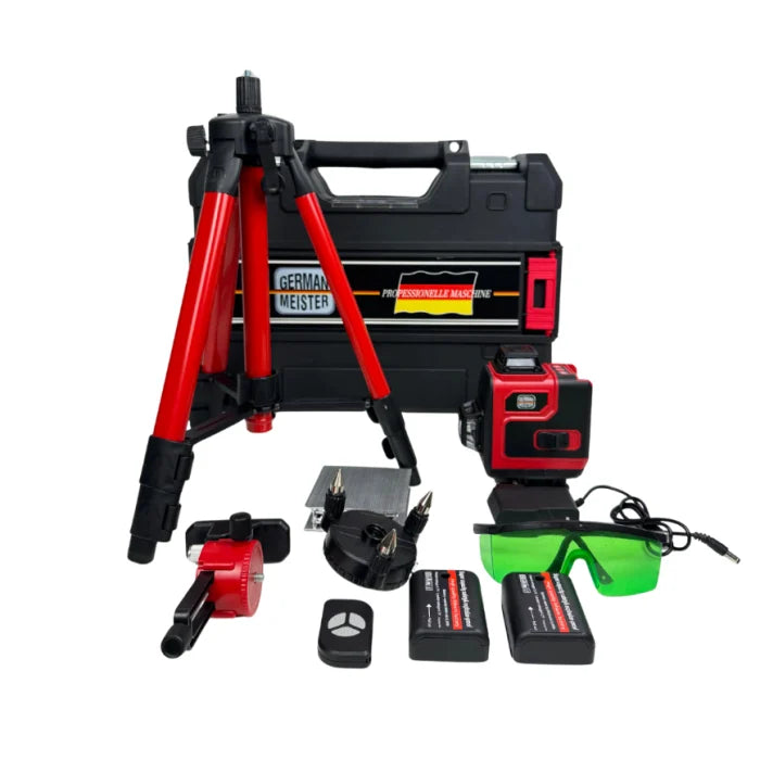 Nivela laser German Meister , 4D-12 linii, 4D-16 linii, Trepied + alte accesorii incluse, Model nou