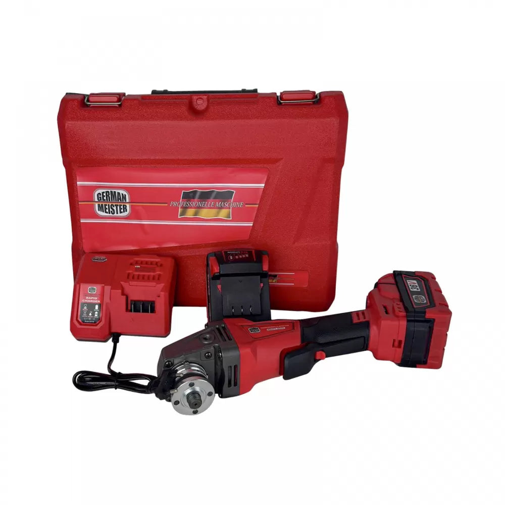 Polizor Unghiular German Meister 36V - 2 Acumulatori 8Ah, 10.000 RPM, Performanță Profesională, Culoare Roșie
