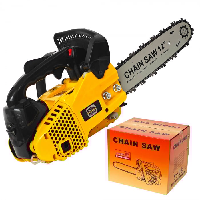 Drujbă Profesională pe Benzină German Meister – 1.2 CP, 25.4 cc, Lama 12" | Pentru Construcții, Tâmplărie & Grădinărit | TRANSPORT GRATUIT