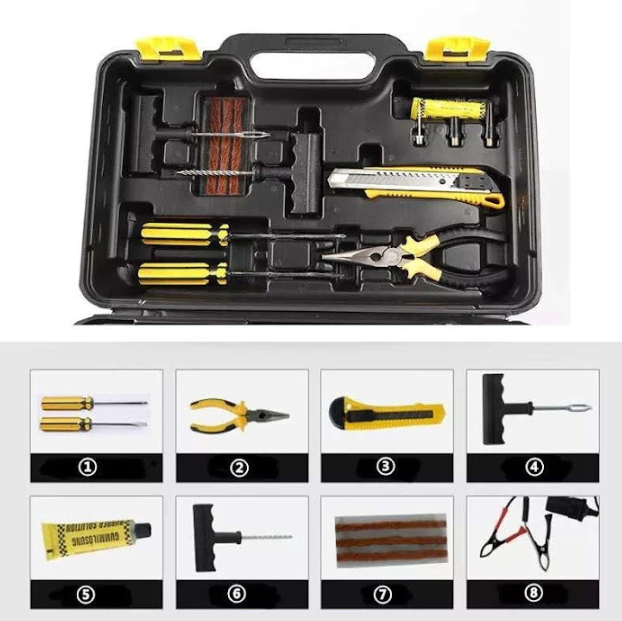 Kit Pana Auto Profesional – Compresor 12V cu 2 Cilindri, Metalic + Accesorii Complete | Rezistenta & Performanta