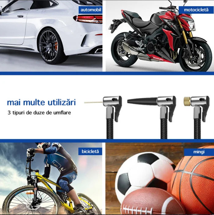Pompa de Aer Digitala pentru Mașina – 4000 mAh, 120W, Afișaj LCD, Lanterna LED, Încarcare USB